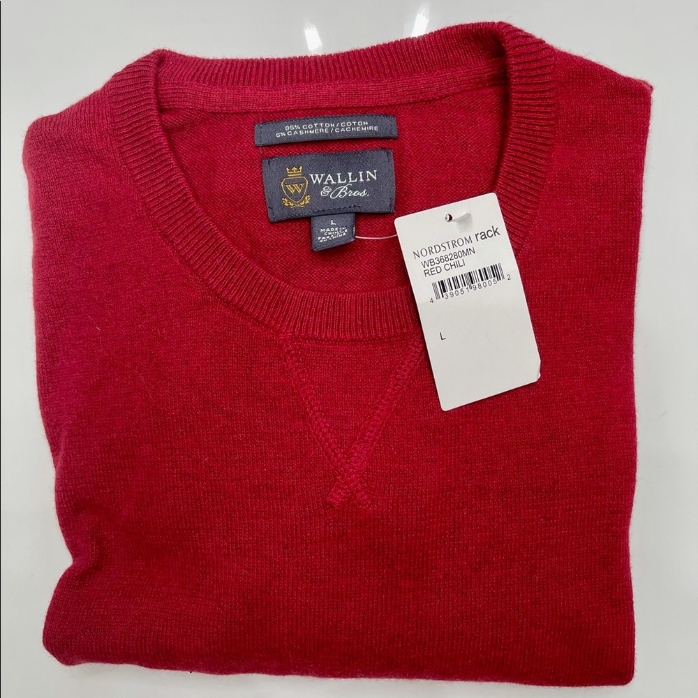 Men’s Wallin & Bros. Red Chilli Swester cotton/cashmere Large